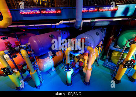 Les pompes et filtration de l'équipement pour les réservoirs à l'intérieur de Ripley's Aquarium of Canada, Toronto (Ontario) Banque D'Images