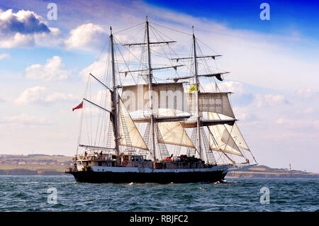 Course des grands voiliers de Sunderland Juillet 2018 navires rassemblés dans l'usure de la rivière et le Port de Sunderland, au nord-est, le Royaume-Uni - qui a lieu chaque année dans les eaux européennes Banque D'Images