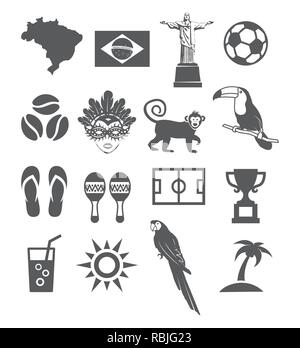 Brésil icons set Illustration de Vecteur