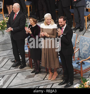 2018 Cérémonie de remise du Prix Nobel de la paix, tenue à l'hôtel de ville d'Oslo, Norvège. Comprend : le Prince héritier Haakon, La Princesse héritière Mette-Marit, le Roi Harald V et la reine Sonja Où : Oslo, est de la Norvège, la Norvège Quand : 10 Déc 2018 Crédit : WENN.com Banque D'Images