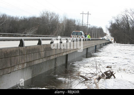 Embâcle sur la rivière Kankakee, dans l'Illinois, USA Banque D'Images