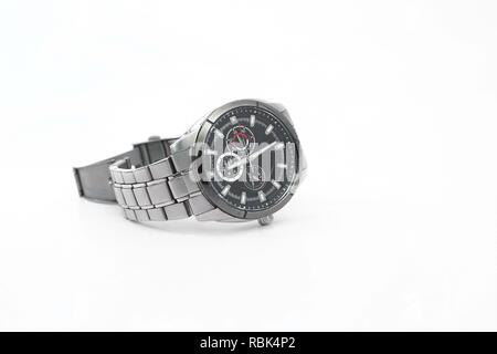 Portrait of men's montre-bracelet. Isolé sur le fond blanc. Banque D'Images