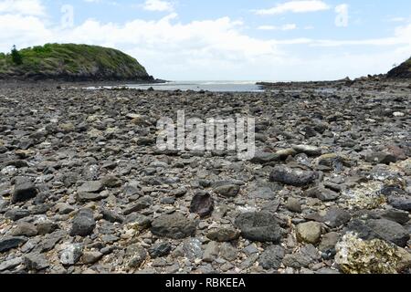 La chaussée reliant l'île rocheuse de coin de la partie continentale, la randonnée à travers le parc national de Cape Hillsborough, Queensland, Australie Banque D'Images