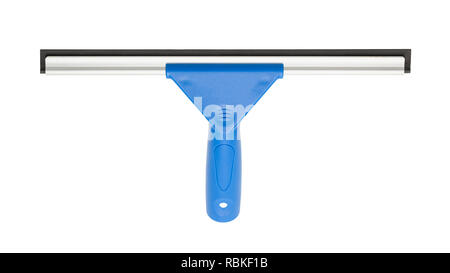 Nettoyage de vitres raclette isolé sur fond blanc. Banque D'Images