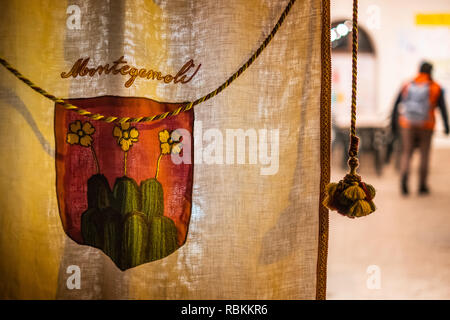 MONTEGEMOLI, ITALIE - janvier 04, 2019 : Le village de Montegemoli durant la période de Noël accueille l'événement sur les crèches, Pomarance municipalités Banque D'Images