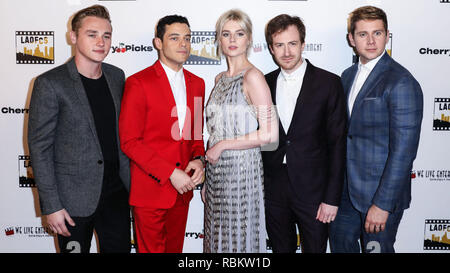 HOLLYWOOD, LOS ANGELES, CA, USA - 09 janvier : Ben Hardy, Rami Malek, Lucy Boynton, Joseph Mazzello et Allen Leech arrivent à la deuxième édition de la Los Angeles Film Critics Society Award cérémonie à l'Taglyan complexe culturel le 9 janvier 2019 à Hollywood, Los Angeles, Californie, États-Unis. (Photo de David Acosta/Image Press Office) Banque D'Images