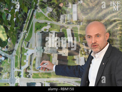 Prague, République tchèque. Jan 11, 2019. Michal Stiborek, directeur de l'Institut de médecine clinique et expérimentale (IKEM), prend la parole lors d'une interview pour l'agence de presse tchèque (CTK), à Prague, en République tchèque, le 11 janvier 2019. Credit : Ondrej Deml/CTK Photo/Alamy Live News Banque D'Images