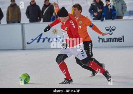 Arosa, Suisse, 11 janvier 2019. Stéphane Chapuisat à la 9e Glace Neige non officiel Coupe du Monde de Football 2019 à Arosa. Crédit : Rolf Simeon/Alamy Live News Banque D'Images