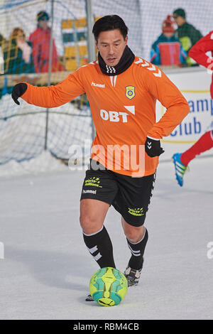 Arosa, Suisse, 11 janvier 2019. Michael Mols à la 9e Glace Neige non officiel Coupe du Monde de Football 2019 à Arosa. Crédit : Rolf Simeon/Alamy Live News Banque D'Images