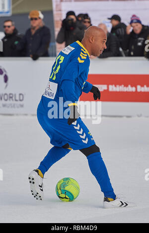 Arosa, Suisse, 11 janvier 2019. Dedê lors de la 9e Glace Neige non officiel Coupe du Monde de Football 2019 à Arosa. Crédit : Rolf Simeon/Alamy Live News Banque D'Images