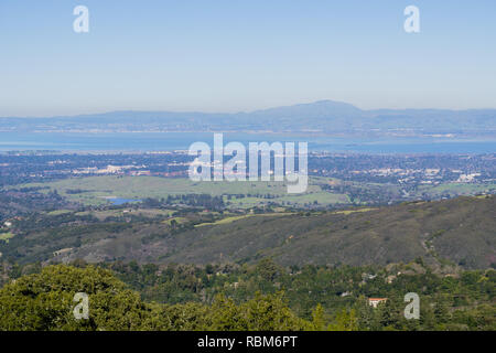 Voir l'autoroute en direction de Skyline Palo Alto et Menlo Park, Silicon Valley, San Francisco, Californie Banque D'Images