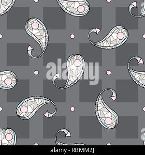 Paisley hand drawn vector pattern géométrique parfaite. Abstract illustration exotiques pour surface design, textile, papier d'emballage, papier peint, cas de téléphone Illustration de Vecteur