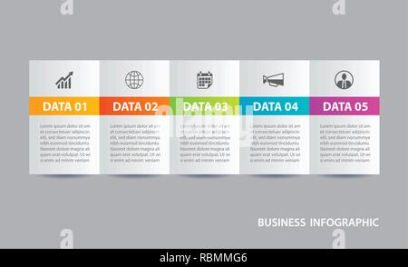 Dans l'onglet infographies papier horizontal index avec 5 modèle de données. Résumé fond d'illustration vectorielle. Peut être utilisé pour la mise en page de flux, les st Illustration de Vecteur