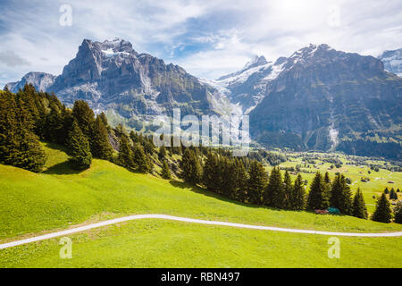 Vue impressionnante de alpine village Eiger. Pittoresque. Attraction touristique populaire. Emplacement Placez alpes suisses, de la vallée de Grindelwald. Banque D'Images