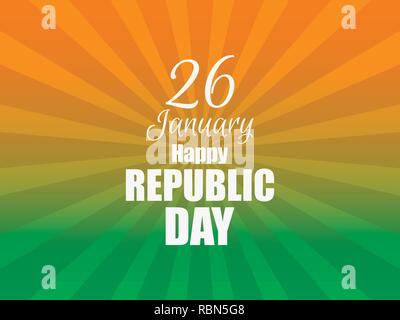 Joyeux Jour de la République de l'Inde. Dégradé avec la couleur du drapeau indien et les raies. Vector illustration Illustration de Vecteur