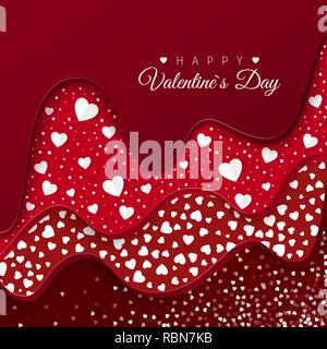 Happy Valentines Day carte de vœux. Couches rouge avec différents éléments décoratifs. Maison de vacances éléments de décoration. Vector illustration Illustration de Vecteur