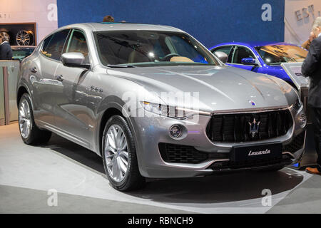 Bruxelles - 10/01/2018 : Maserati Levante moyennes VUS multisegment de luxe location de vedette à l'Autosalon Brussels Expo salon de l'automobile. Banque D'Images