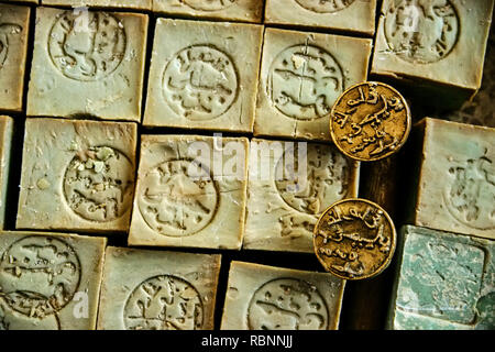 Savon artisanal traditionnel, Alep. La Syrie, au Moyen-Orient Banque D'Images