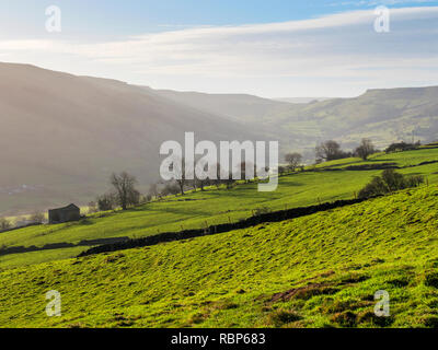 À long Bisopdale sur un jour d'hiver ensoleillé du Yorkshire en Angleterre Banque D'Images