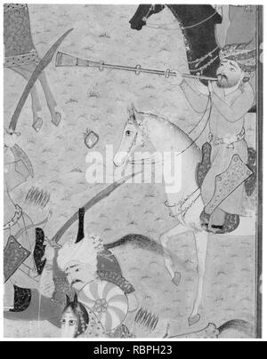 'Bataille entre Alexandre et Darius', folio d'un quintette (Khamsa de Nizami) Banque D'Images