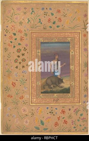 'Dervish conduisant un ours', Folio du Shah Jahan Album Banque D'Images