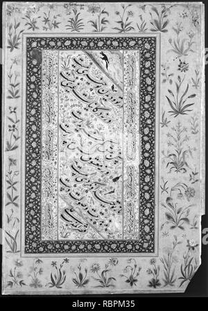 'Spotted Forktail', Folio du Shah Jahan Album Banque D'Images