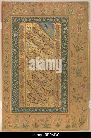 'Spotted Forktail', Folio du Shah Jahan Album Banque D'Images