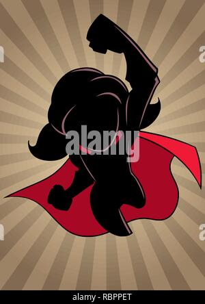 Super Girl Flying Ray Light Silhouette Illustration de Vecteur