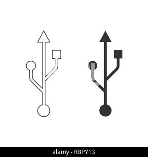 L'icône, le symbole USB. Illustration vectorielle, modèle plat. Illustration de Vecteur