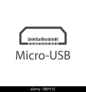 L'icône du port USB. Micro-USB signe. Illustration vectorielle, modèle plat. Illustration de Vecteur