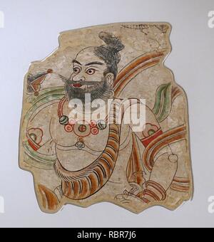 Un Brahmane, Bezeklik, Cave 9, probablement 8e-9e siècle, peinture murale - Musée Ethnologique, Berlin - DSC01737. Banque D'Images