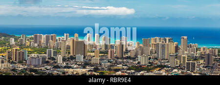 Vue panoramique de la ville de Waikiki Honolulu, district de tantale Lookout Banque D'Images