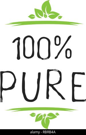 100 label pur produit de haute qualité et de badges. Saine alimentation Bio Eco Bio, bio et naturels sur l'icône du produit. Emblèmes pour cafe, l'emballage etc. Vector Illustration de Vecteur