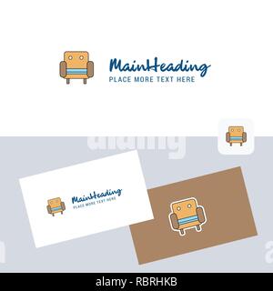 Canapé avec logotype vectoriel carte modèle. L'identité d'entreprise élégant. - Vector Illustration de Vecteur