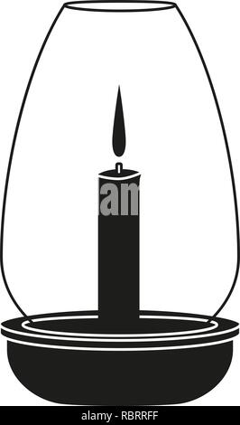 Dîner noir et blanc silhouette bougie Illustration de Vecteur