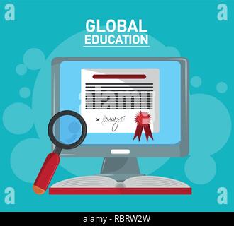 L'enseignement à distance à l'échelle mondiale Illustration de Vecteur