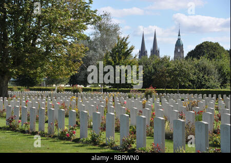 Le cimetière de guerre de Bayeux, Bayeux, Normandie, France Banque D'Images