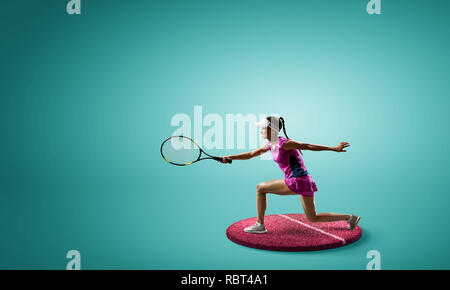 Grand joueur de tennis. Technique mixte Banque D'Images