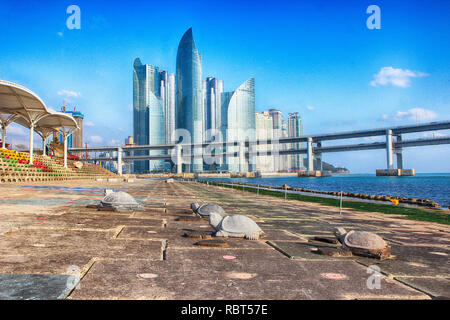 Voir d'Minrak Seaside Park, Busan, Corée du Sud, Asie Banque D'Images