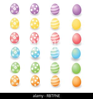 Ensemble de professionnels les oeufs de Pâques colorés Illustration de Vecteur