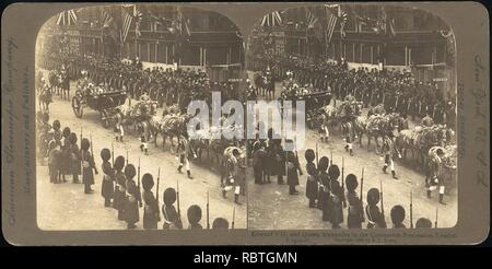 -Groupe de 4 Stéréophotogramme sur le couronnement d'Édouard VII, Londres, Angleterre- Banque D'Images