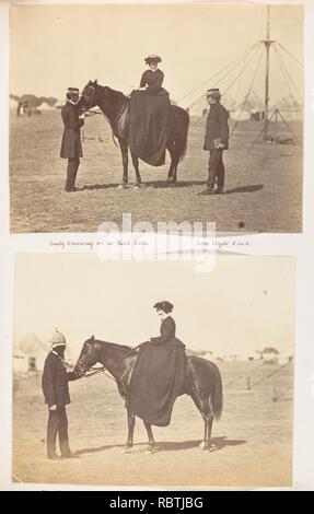 -Dame Canning sur son arabe noir et lord Clyde, Commandant en Chef- Banque D'Images