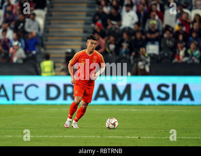 Abu Dhabi, EAU. Jan 12, 2019. 11 janvier 2019, Mohammed bin Zayed Stadium, Abu Dhabi, Émirats arabes unis ; déroulées d football, Philippines et Chine ; Shi Ke de Chine : Action Crédit Plus Sport Images/Alamy Live News Banque D'Images