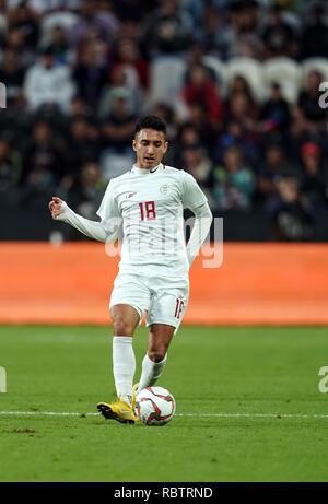 Abu Dhabi, EAU. Jan 12, 2019. 11 janvier 2019, Mohammed bin Zayed Stadium, Abu Dhabi, Émirats arabes unis ; déroulées d football, Philippines et Chine ; Patrick Reichelt de Philippines : Action Crédit Plus Sport Images/Alamy Live News Banque D'Images