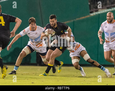 Houston, Texas, USA. Jan 11, 2019. Sam Houston SaberCats flyhalf Windsor (10) au cours de l'exposition game du Houston SaberCats vs Austin élite lors de Constellation Field, Sugar Land, Texas Les SaberCats entraîner l'élite 5-0 à la moitié. © Maria Lysaker - Cal Sport Médias Crédit : Cal Sport Media/Alamy Live News Banque D'Images