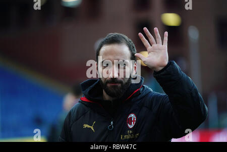 Milan, Italie. Jan 12, 2019. ESCLUSIVA MILAN Foto Spada/LaPresse 12 gennaio 2019 Genova ( Italia ) sport calcio Sampdoria vs Milan - Coppa Italia 2018/2019 - Stadio Marassi Nella foto : Gonzalo Higuain Photo Spada MILAN EXCLUSIF/LaPresse 12 janvier 2018 Gênes ( Italie ) Sports Football Sampdoaria vs Milan - Italian Cup 2018/2019 - ChampionshipTIM Marassi stade dans la pic : Gonzalo Higuain Crédit : LaPresse/Alamy Live News Banque D'Images