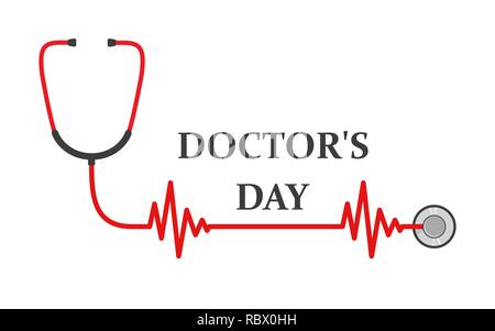 Logo de la journée des médecins avec lettrage et signe de stéthoscope. Vector illustration. Background médical pour les médecins 24. Journée de la santé Illustration de Vecteur
