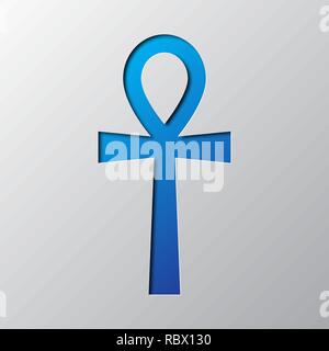L'art du papier de la croix Ankh rouge isolé. Vector illustration. Croix ankh est découpé dans du papier. Illustration de Vecteur