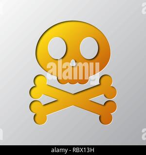 L'art du papier de la tête de mort jaune isolé. Vector illustration. Tête de mort est découpé dans du papier. Illustration de Vecteur