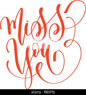 Miss you - lettrage main inscription texte à Valentines Day Illustration de Vecteur